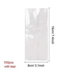 UPORS Disposable Food Grade Transparent Ice Pop Bags - 100-Pack (8cm 19cm with tear)