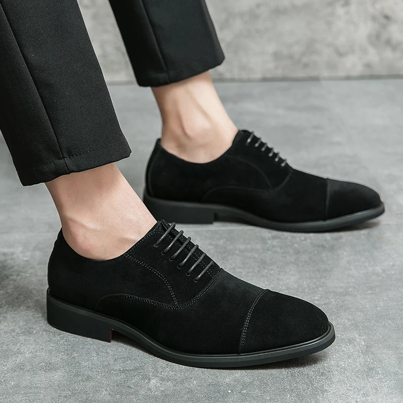 Italian Brand Men's Suede Shoes Banquet Dress Shoes Pointed Formal Shoes Formal Occasions Men's Business Shoes Non Slip