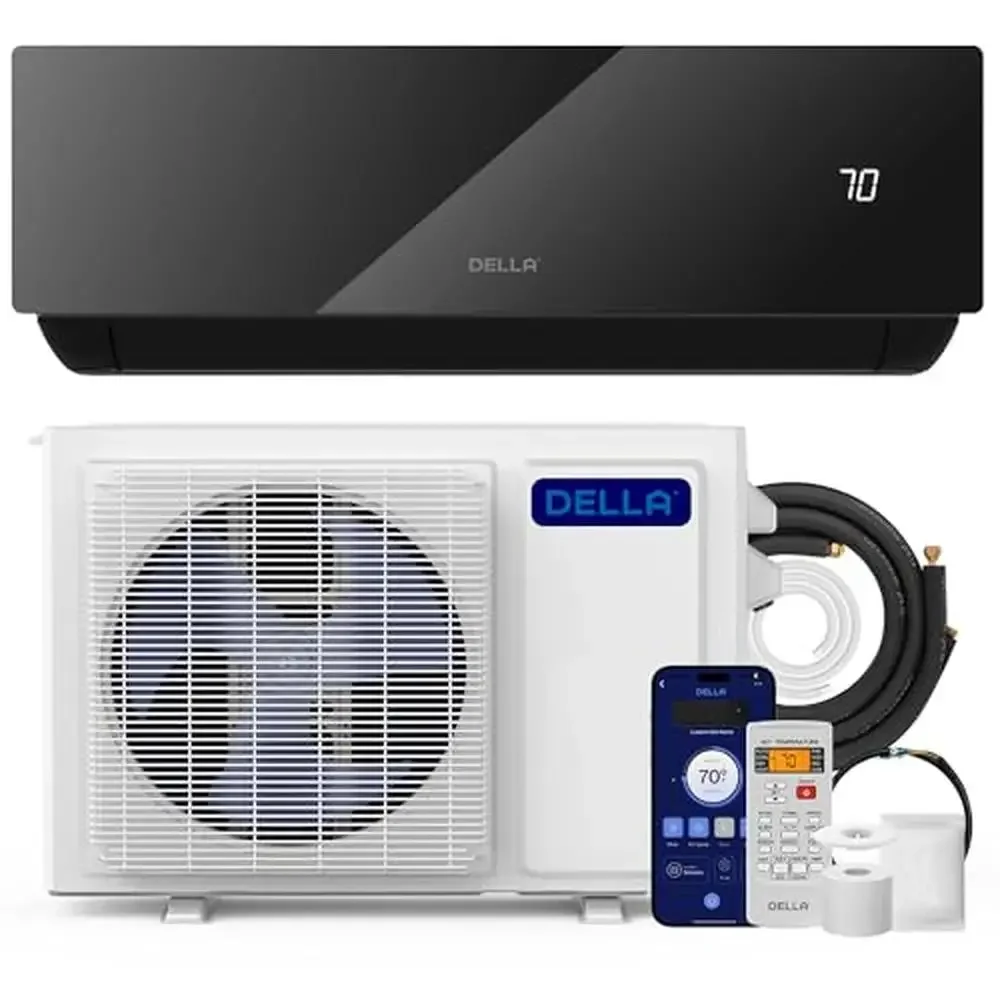 9000 BTU Wifi Mini Split AC Works with Alexa 19 SEER2 Heat Pump Energy Efficient Cooling Fast Installation Ultra Quiet 450 Sq.Ft