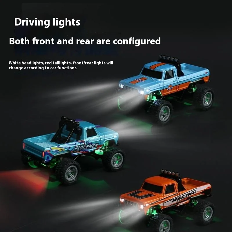 Hot items1:64 Speed ​​Mini Off-Road Remote Control Car Alloy Cool Lighting Shock Absorption Children's Desktop Competition Toy 2