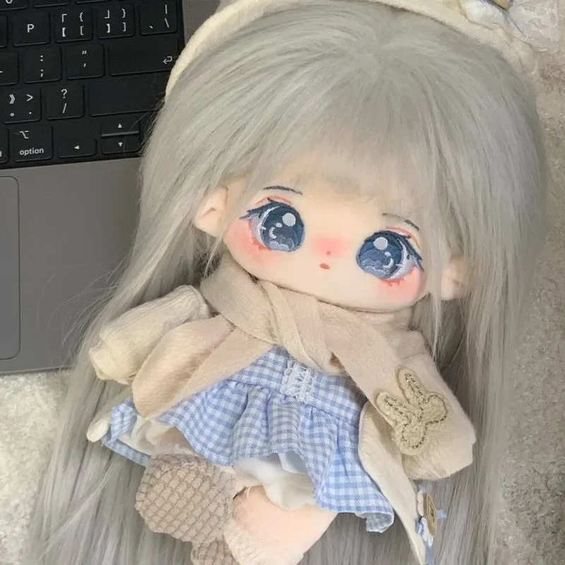 Cotton doll wig piece detachable hair clip hair row high-temperature silk extension hair long straight gray 2