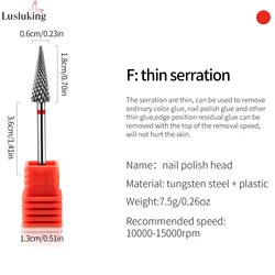 Tungsten Carbide Nail Drill Bit for Electric Manicure and Gel Polish Removal (Fine teeth)