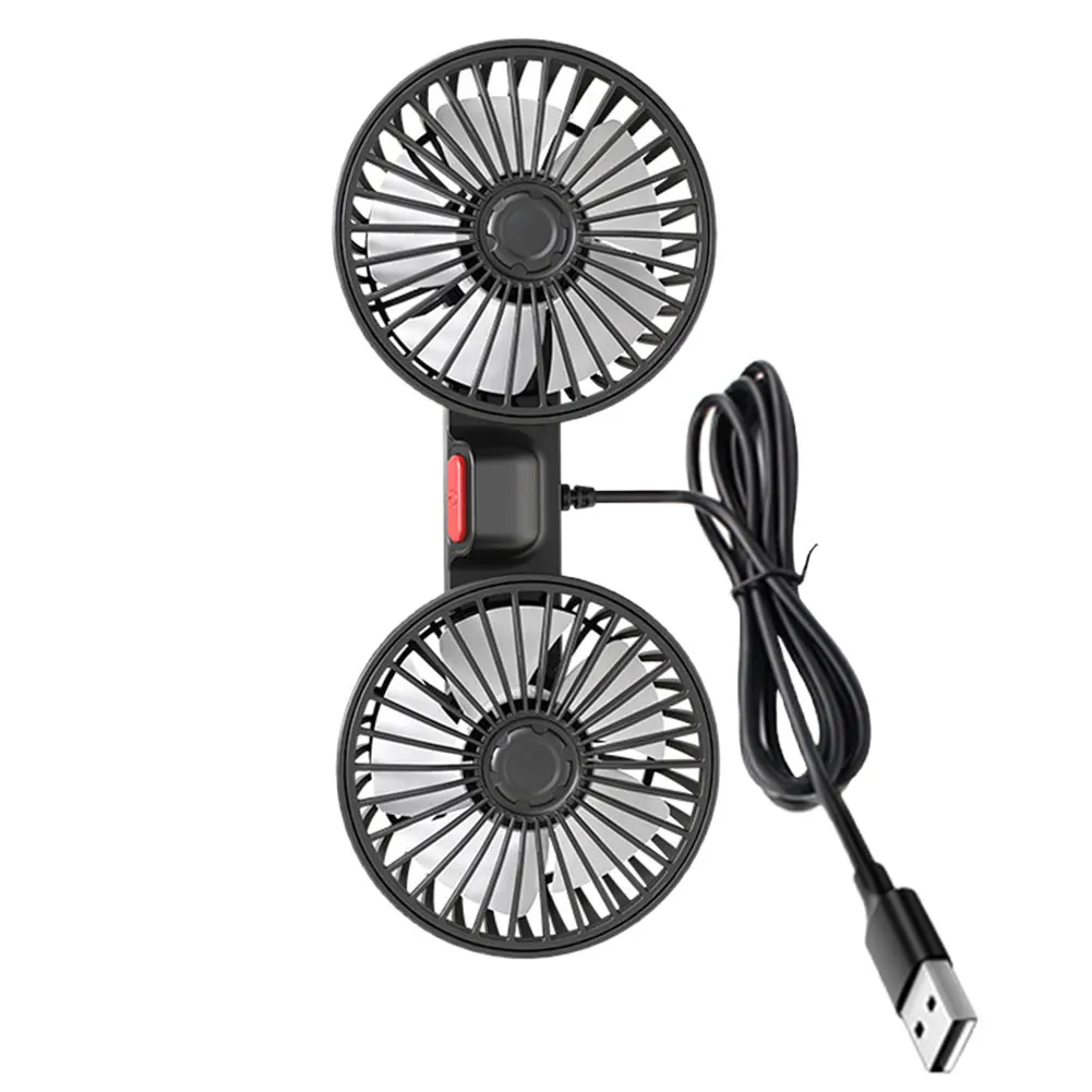 USB 5V 전기 공기 순환기, 듀얼 헤드 자동차 흡입 컵 선풍기, 360 도 회전, 3 단 조절 가능, 자동차 가전 제품