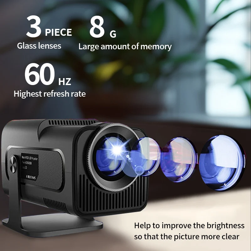 MP3 Portable Wireless 4K Full HD Screen Video LCD Home Android 300ANSI 180 Degrees PK HY320 Outdoor Projector