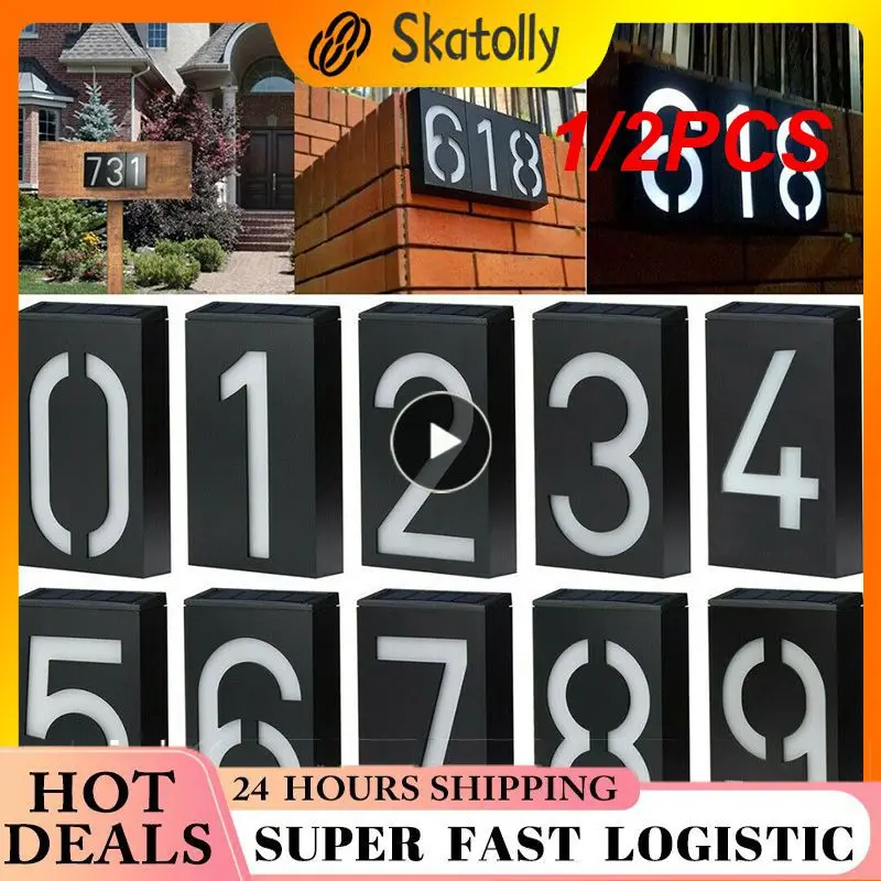 

1/2PCS House Number Solar Led Light Outdoor Garden Solar Number Door Plate Outdoor Lighting Rechargeable House Number Light