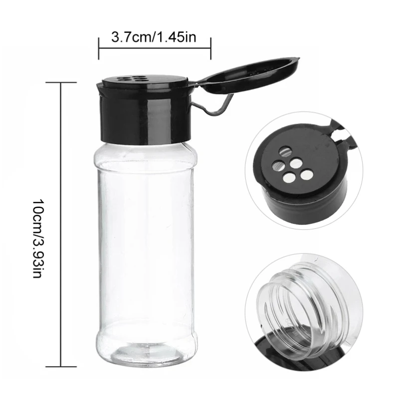 Seasoning Storage Container 100ML Seasoning Shaker Bottles Plastic Spices Condiment Jar Salt Pepper Boxes for Kitchen Gadget Tool organizer