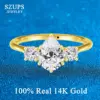 3CT Pear Cut Moissanite Rings for Women 14K Yellow Gold Wedding Band 3pcs D/VVS Stones Luxury Anniversary Custom Gift 1