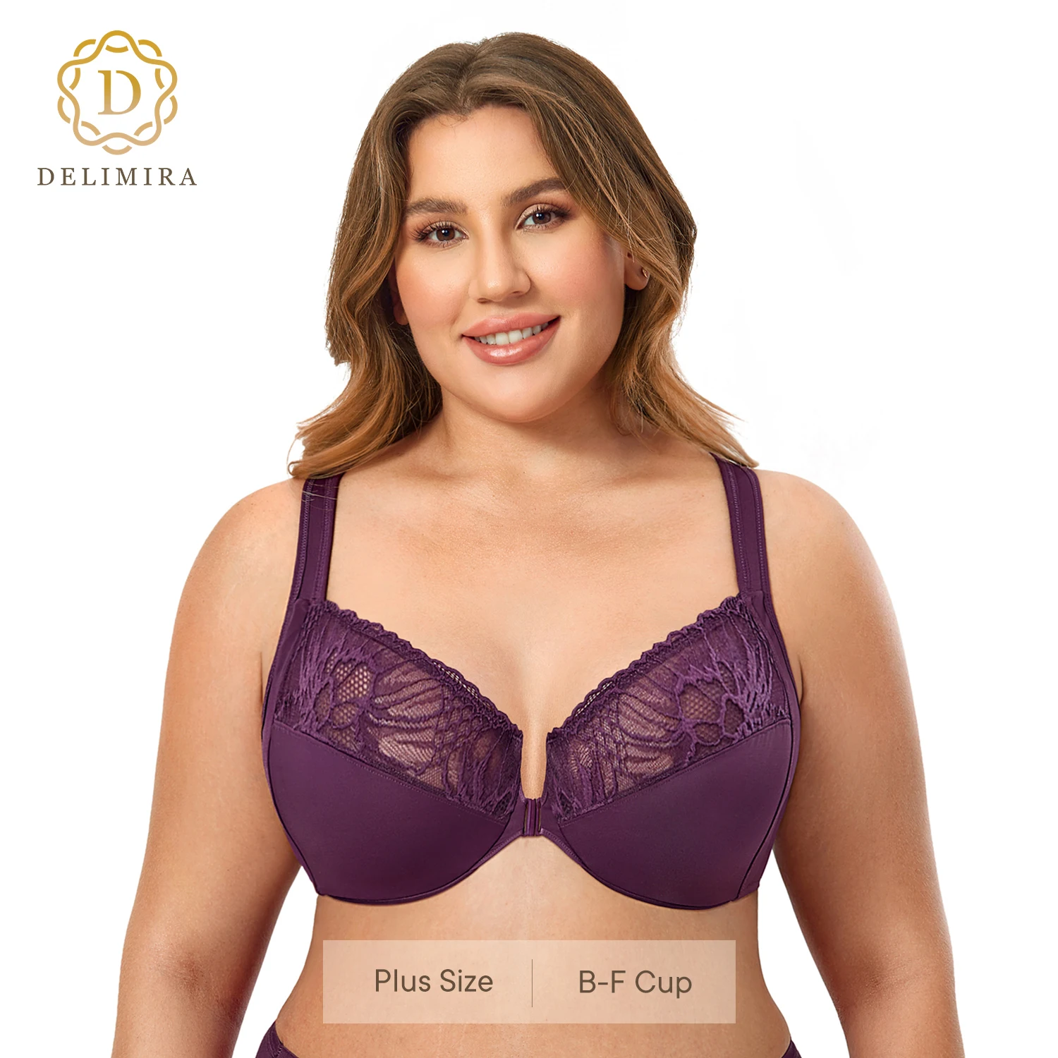 Delimira Women's Full Coverage Racerback Front Closure Bras Plus Size  Underwire Support Unlined Plunge Push Up - Bras - AliExpress