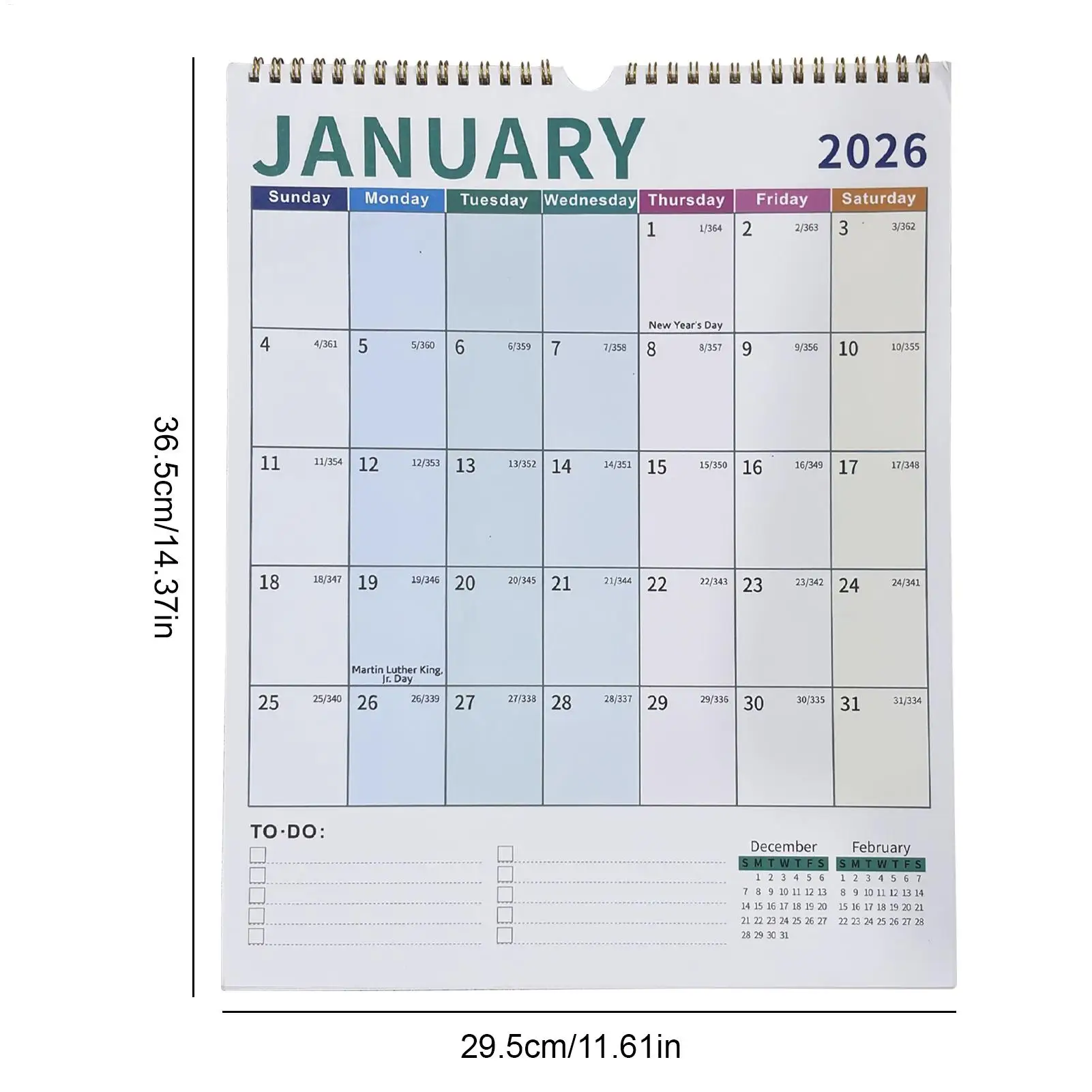 2026 Wall Calendar 18-Month Hangable Monthly Calendar Colorful Schedule Planning Supplies for Living Room Bedroom Office Studio