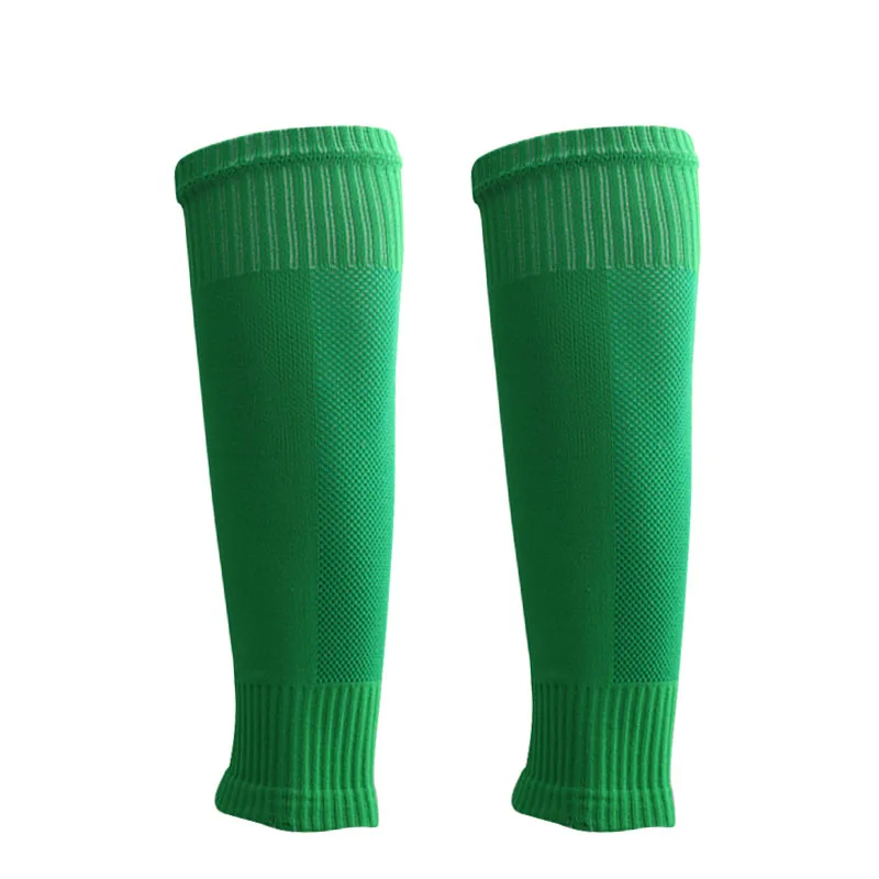 1 Paar Fußballsocken, atmungsaktiv, ohne Fußteil, professionelle Schienbeinschoner, befestigte Beinwärmer, Fußschutz, um das Wadenmuskelgewebe zu schützen. – Detail 4