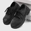 Men's Denim Big Head Derby Shoes Summer Thick Bottom Casual Leather Shoes Low Help American Workwear Trend Shoes