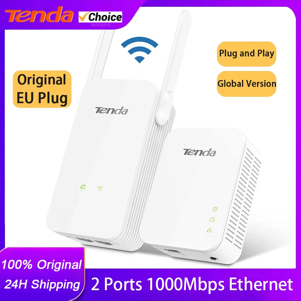 Wifi Adapter Tenda PH5 AV1000 Wi-Fi Powerline Adapter Kit For HD/3D/4K Video EU Plug Global Version