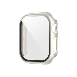 Matte Hard PC Bumper Case with Tempered Glass Screen Protector for Apple Watch Accessories (Starlight 38)