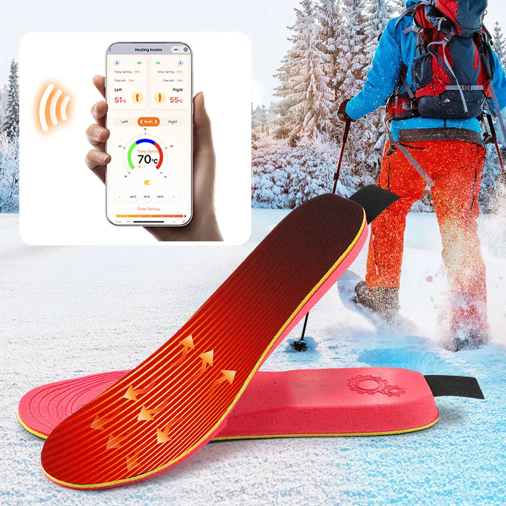 Intelligent Heated Insoles APP Control Wireless Heating Temperature Adjustable Feet Winter Outdoor Foot Warming Pad Rechargeable