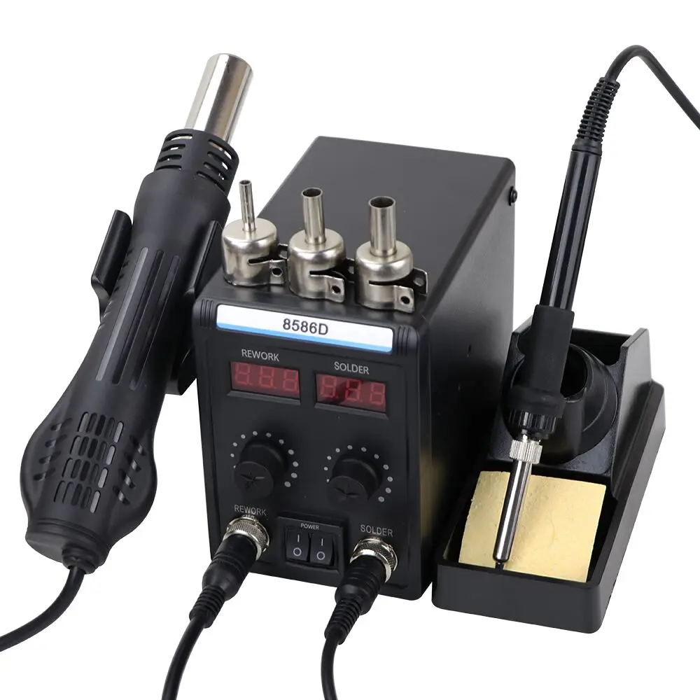 Soldering Station 8586D 2 in 1 Digital Display Rework Hot Air Gun Electric Soldering Iron 220V Welding Desoldering Repair Tools