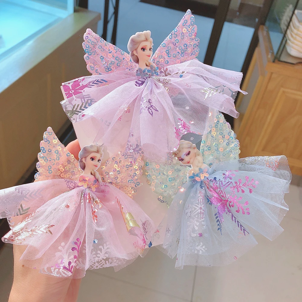 1/3pcs Cute Bow Hairpin Angel Wing Yarn Mermaid Princess Hairpin Children Accessory Cute Baby Decoration BB Clip Hair Accessory