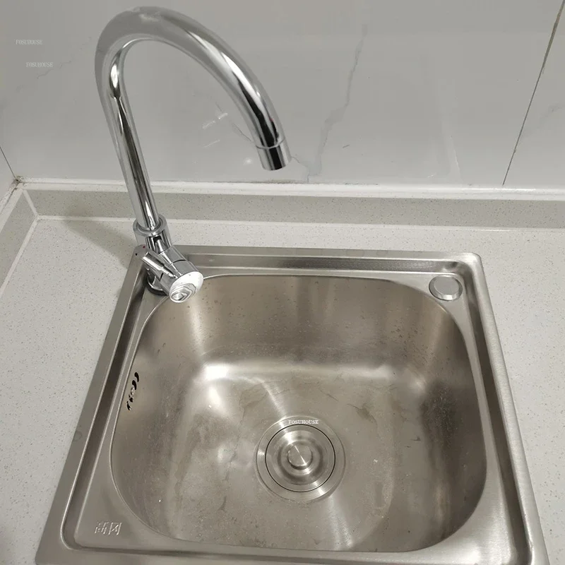 Stainless Steel Kitchen Sinks Wash Basin Thickened Washing Sink Single Sink Table Upper and Lower Basin Kitchen Accessories T 6