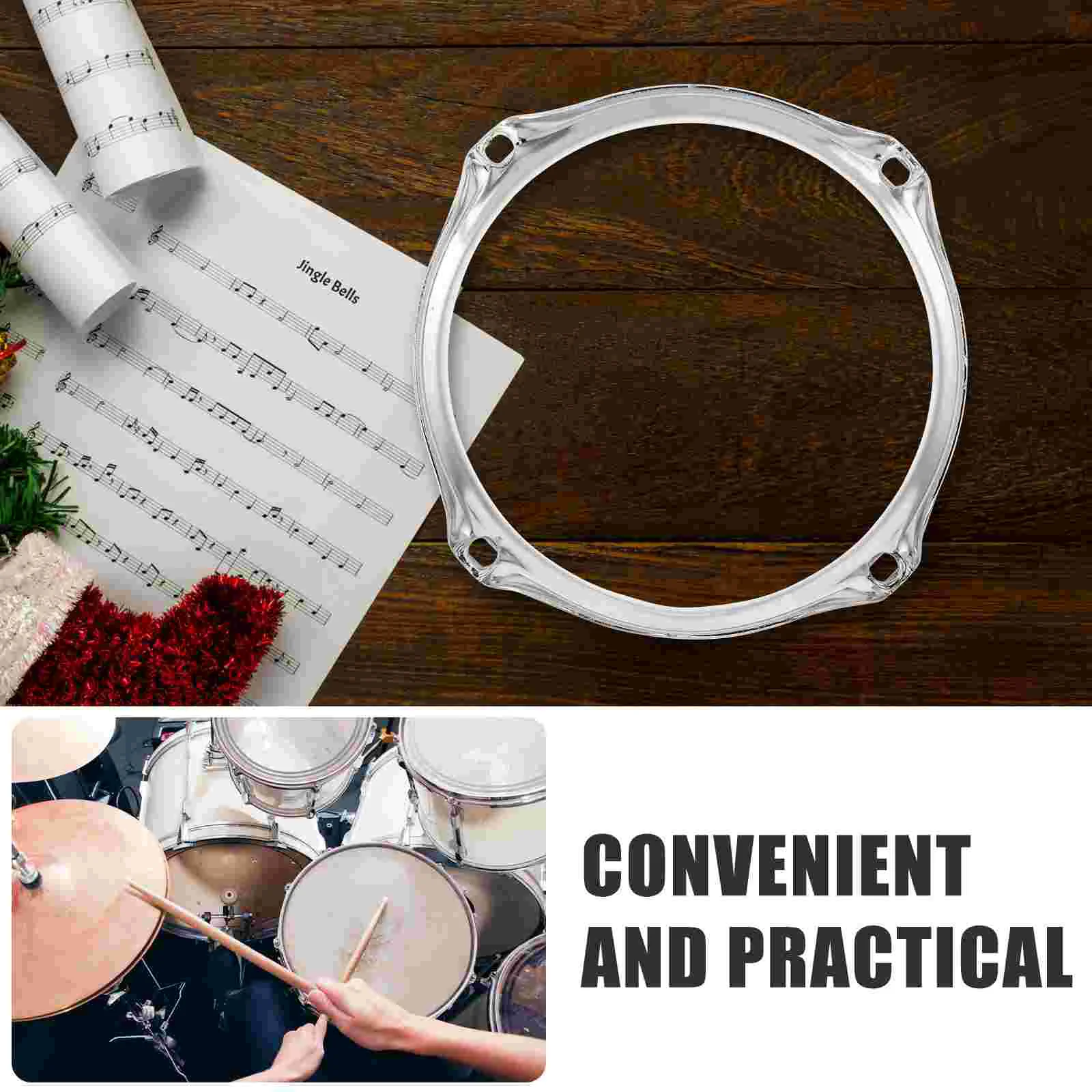 Drum Kit Accessories Bass Hoop Clamp Instrument Silver Metal Hoops for Crafting