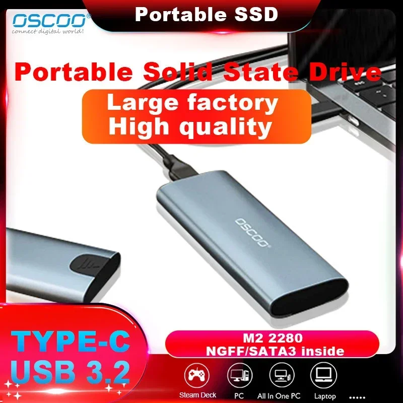 Oscoo M.2 Hard Disk Box 3.1 Dual Protocol Nvme/Ngff Sata Ssd Enclosure Type-C 3.1 Disk M.2 Ssd Box 10Gbps Mkey/M & B Key Ssd Case