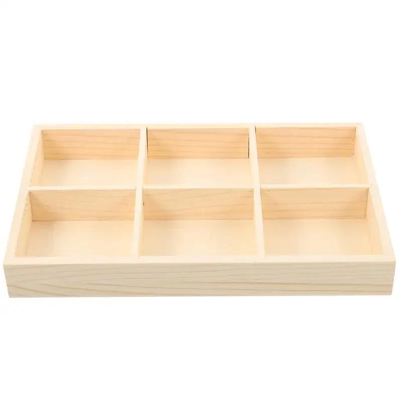 1PC Wooden Desk Pencil Storage Box 6-Grid Stationery Marker Pen Holder School Office Pen Stand Marker Pen Holder Pencil Display 3