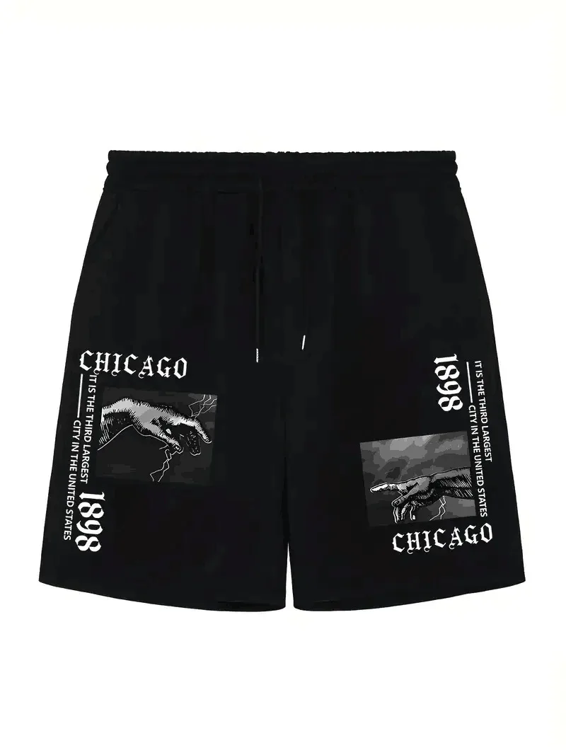 Untouchable Hand Pattern Comfy Shorts Men's Casual Slant Pocket Stretch Waist Drawstring Shorts Basketball Beach Resort