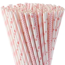Eco - Friendly Pink Party Paper Straws - Pack of 100 for Beverages and Celebrations (100 Pink)