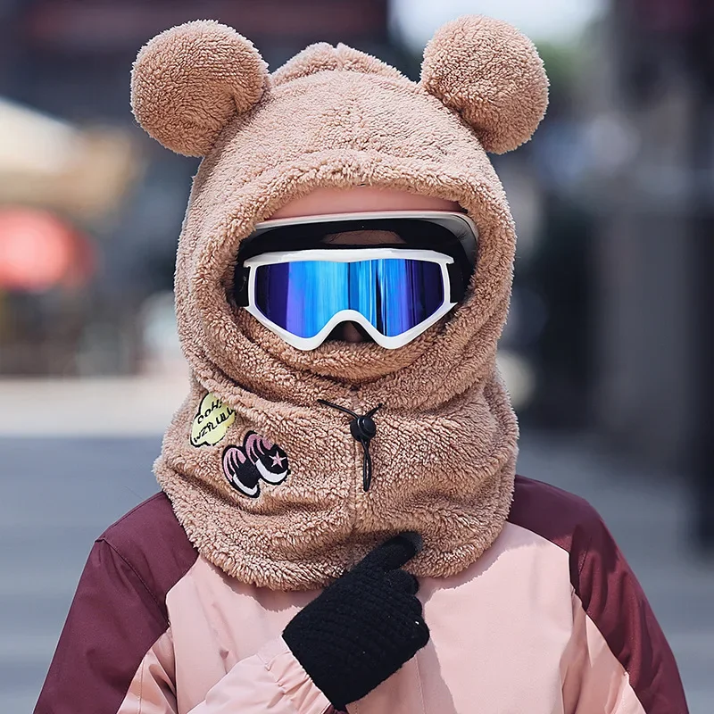 Animal Ear Ski Helmet Cover Bear Cat Ear Skiing Warmer Comfortable Soft Fleece Winter Warm Skiing Head Warmer Ski Accessories 3