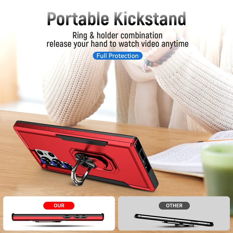Bananq Metal Ring Stand Case Samsung S24 S23 S22 S21 Ultra S10 Plus S20 FE Cover For Galaxy A14 4G A54 5G A04S A05S A15_voghion.com