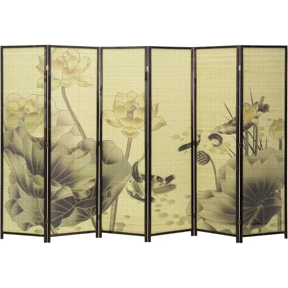 Cubicle Office Partition Wall Freestanding Floral Artwork Room Partitioner With Dark Brown Wood Frame Fence Privacy Screens Desk bed frame honey brown solid wood 120x200 cm