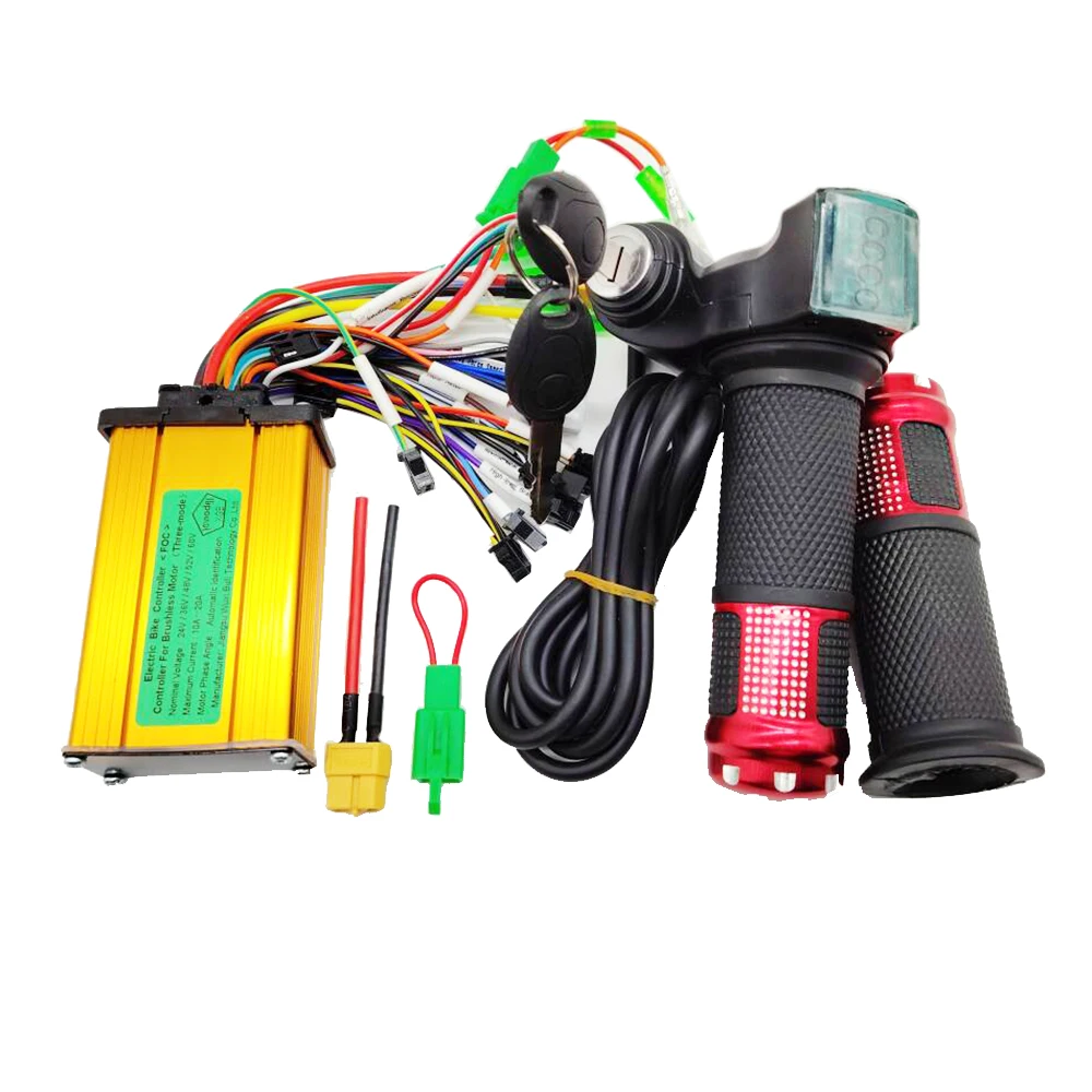 Electric Bike/Bicycle E-bike E-scooter Brushless Controller 24V 36V 48V 60V 350W 10A 12A 15A 18A 20A with Twist Thumb Throttle,electric bike parts,electric bike controller,electric scooter controller,electric scooter parts