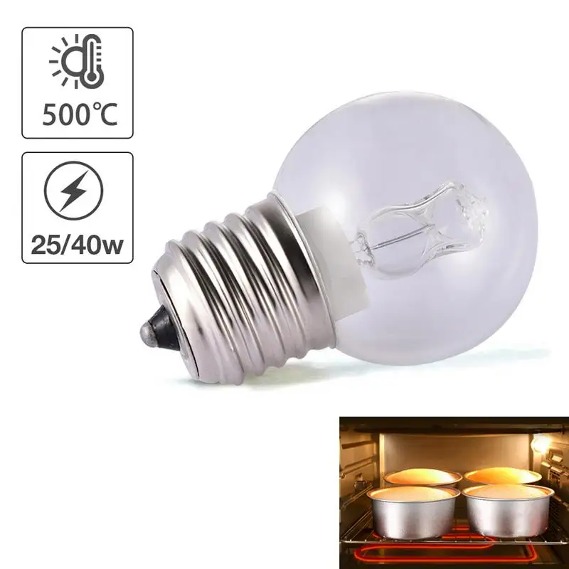 40w lâmpada do forno lâmpada halógena resistência de alta temperatura lâmpada e27 parafuso luz tomada elétrica led