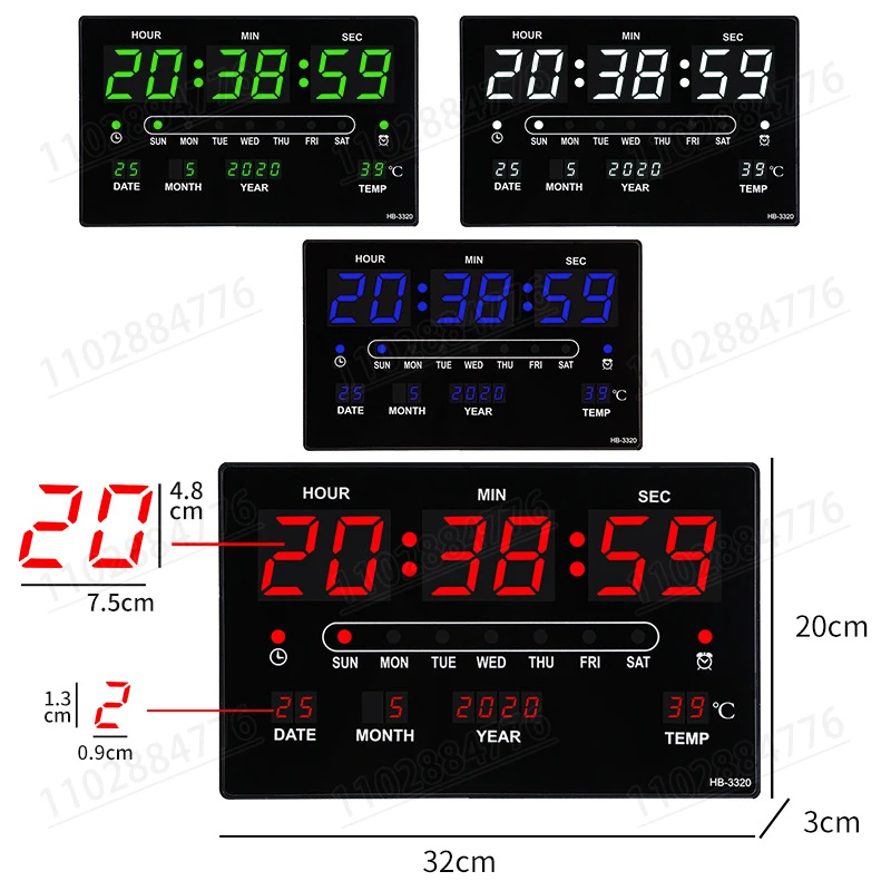 Digital Clock LED Large Screen Perpetual Calendar Desktop Electronic Watch Living Room Household Wall Mounted digital clock lcd digital clock digital desk clock digital table clock mini desk clock