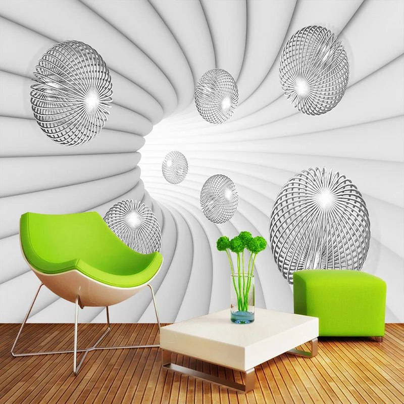 Modern 3D Stereoscopic Ball Mural Wallpaper Living Room Study Background Wall Painting Space Extension Wall Papers For Wall 3 D