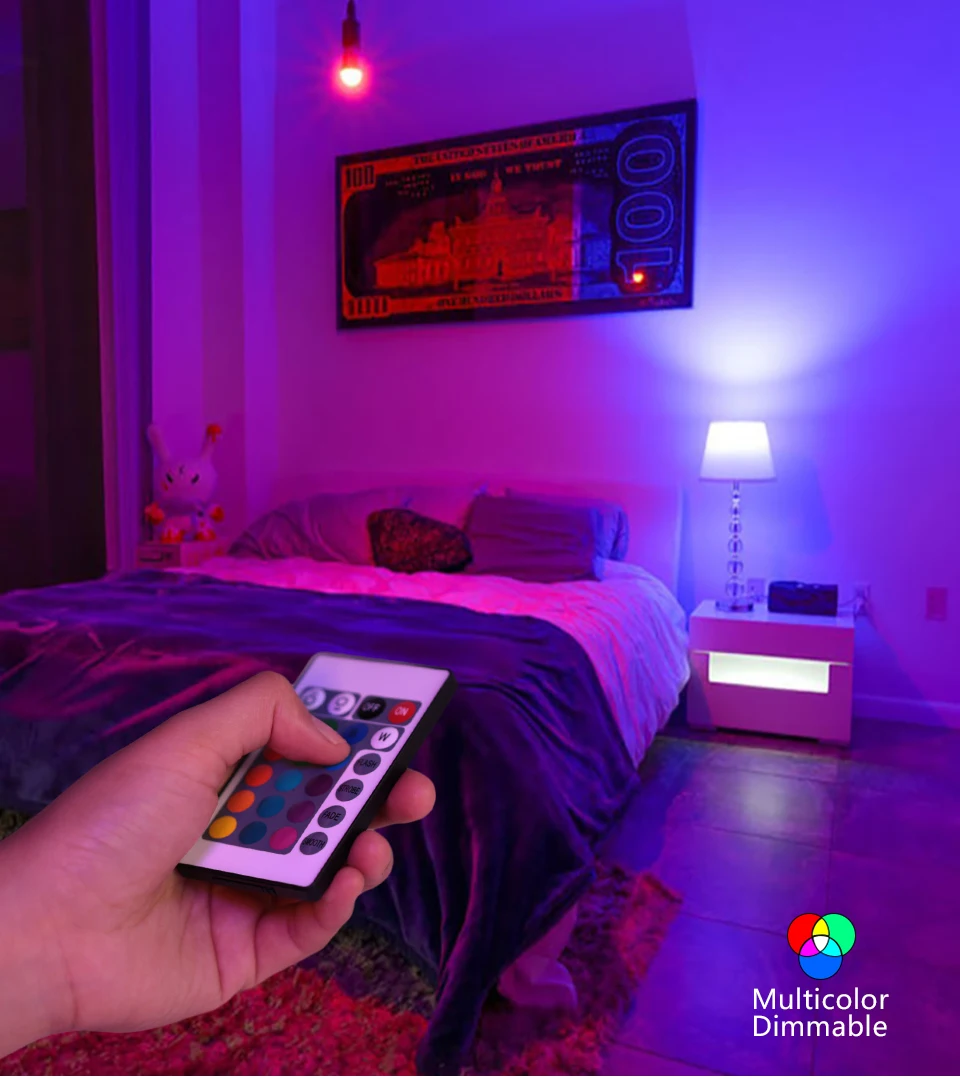 Description Picture 3 of itemLED Light Bulbs AC 220V E27 RGB Bombillas LED Lamp IR Remote Control Changeable Colorful RGB White Ampoules Spotlight Led Bulb