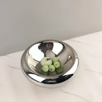 Glass Craft Round Fruit Bowl Silver Flying Saucer Storage Tray Desktop Storage Container Trays Decorative Jewelry Dish 2
