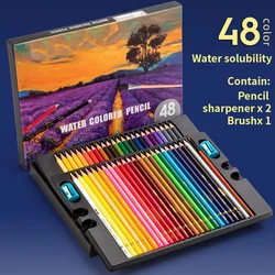Professional Colored Oil Pencils Set with Storage Bag - 48/72 Vibrant Colors (48 color water)