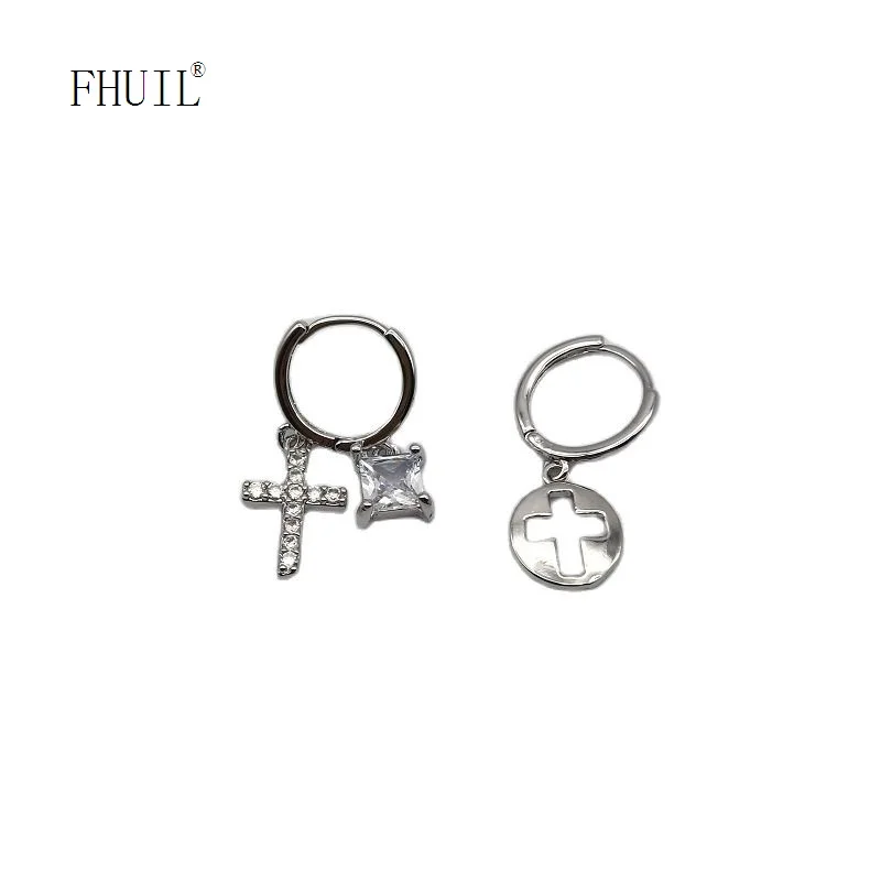 

New Luxury Cross Drop Earrings For Women Men 2022 Gothic Silver Color Unusual Hanging Ear Piercing Wedding Christmas Gift