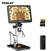 TOMLOV DM9 Pro HDMI Digital Microscope 7'' IPS Screen Microscopes 1200X Entire Coin View 16MP Professional Soldering Microscopio 1