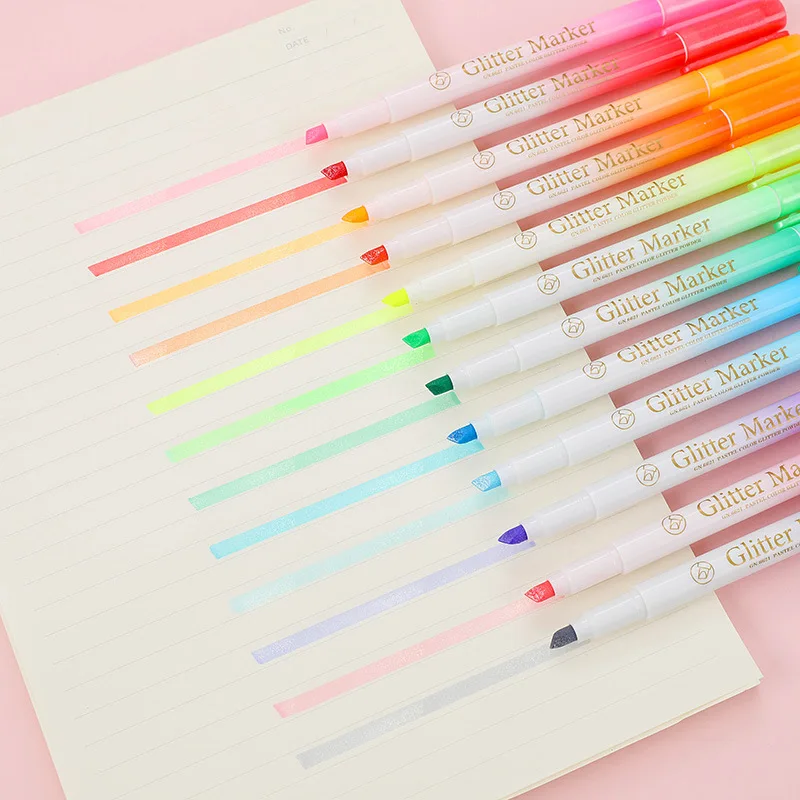 

6PCS/Set Mini Fluorescent Highlighter Pen Kawaii Chalk Marker Pens Stationery Material Escolar Papelaria School Supplie