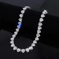 45CM New Hip Hop Tennis Chain Bracelet Necklace Shiny Heart Rhinestone CZ Fashion Rock Party Jewelry