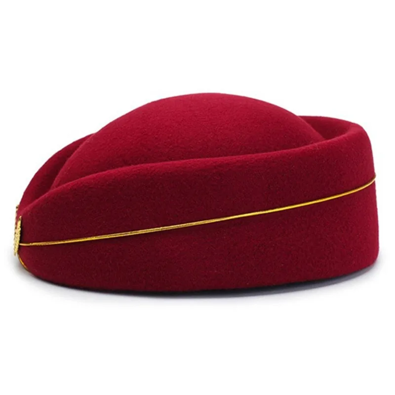 Air Hostesses Hat Stewardess Hat Beret Hat Women Formal Uniform Caps Accessory Party Hats Costume Accessories 4