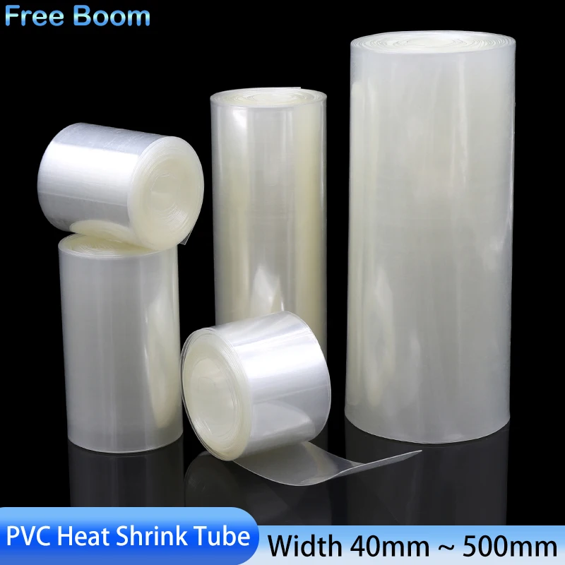 1 Meter Clear 18650 Lipo Battery PVC Heat Shrink Tube Pack Width 45mm ~ 500mm Insulated Film Wrap lithium Case Cable Sleeve