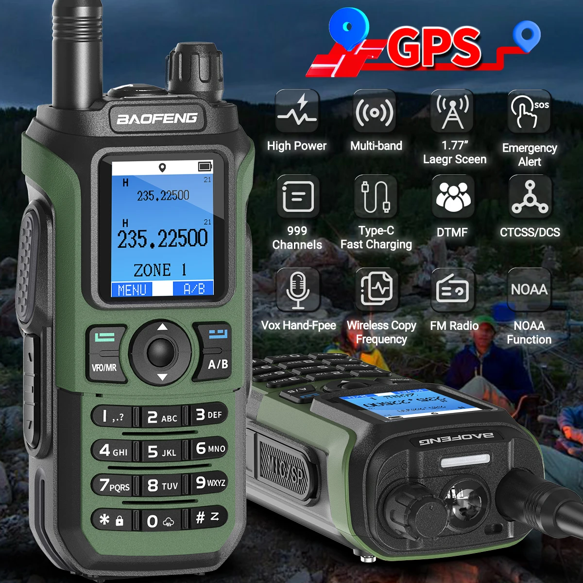 Baofeng UV-21 GPS Walkie Talkie Portable Long Range Mutli-Band Wireless Copy Frequency Type-C Charger Radio Upgrade UV17 PRO 3