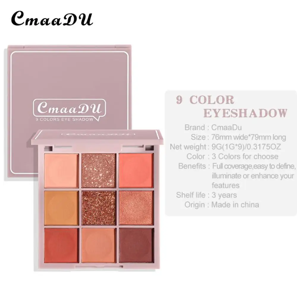 

Fashion Eyeshadow Palette 9 Colors Matte Eye Shadow Glitter Eyeshadow Long and lasting Make Up Set Long-lasting Effect TSLM