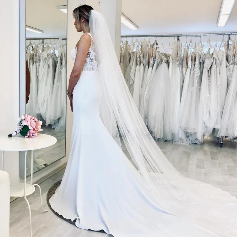 

DREAM Elegant Wedding Veil 3 Meters Soft Tulle Wedding Accessories White Ivory Simple Bridal Veil With Comb