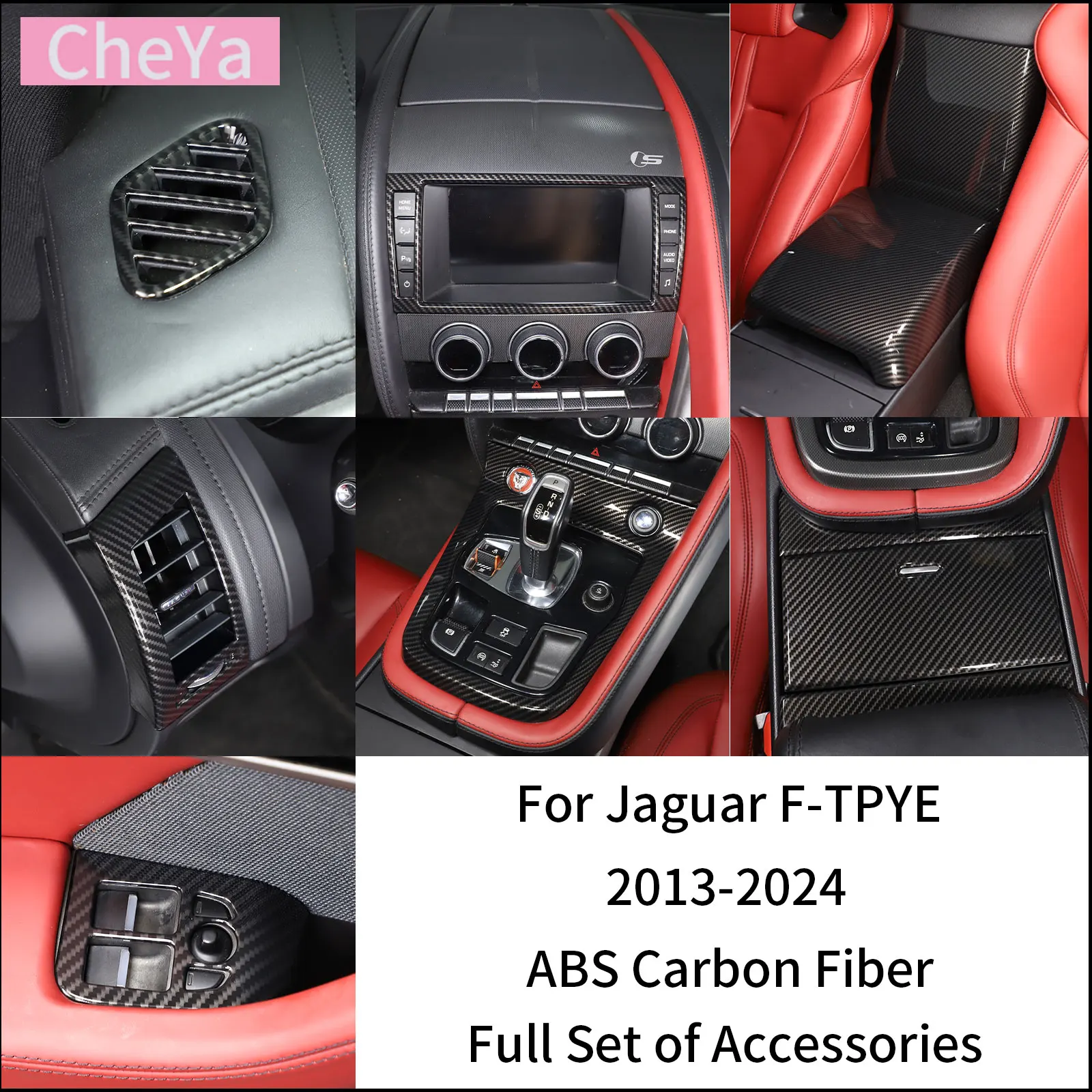 

ABS Carbon Fiber Car Central Control Gear Panel Decorative Sticker for Jaguar F-TPYE 2013-2024 Interior Accessories LHD