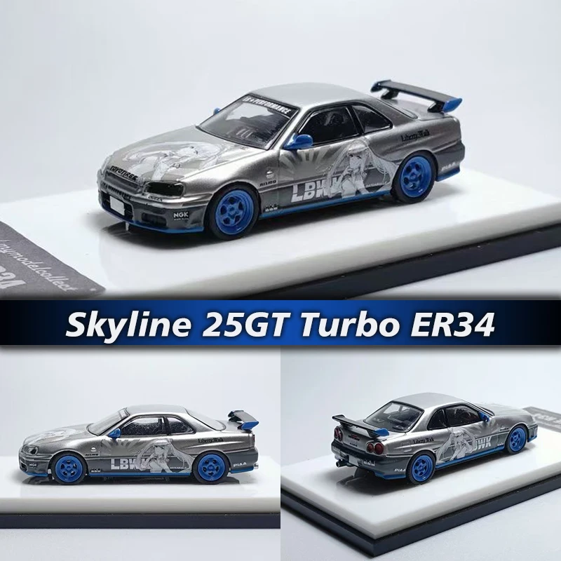 Pressa Mc 1:64 Skyline Gtr R34 25Gt Turbo White Queen Diecast Diorama Collezione Di Modelli Di Auto Giocattoli In Miniatura