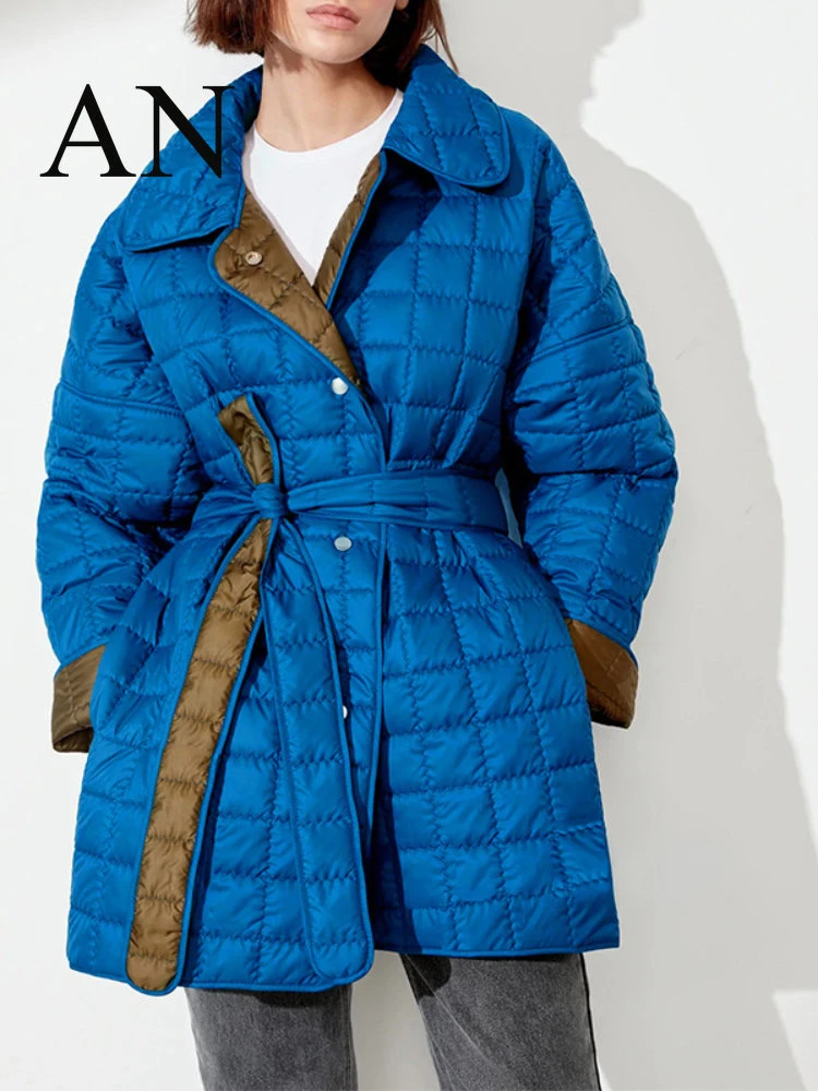 Cinturones sueltos en cuadrados de otoño e invierno, chaquetas de doble cara, chaquetas informales, chaqueta de mujer, abrigo de invierno mujer| | - AliExpress