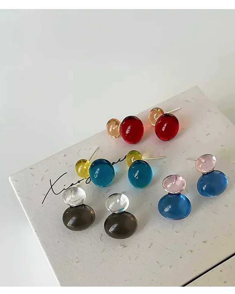 2026 Kontrastfarbene, hochtransparente Harz-Ohrstecker | Koreanischer Niedlicher Stil, hypoallergen | Weihnachtlicher Bohemian-Party-Schmuck – Detail 10