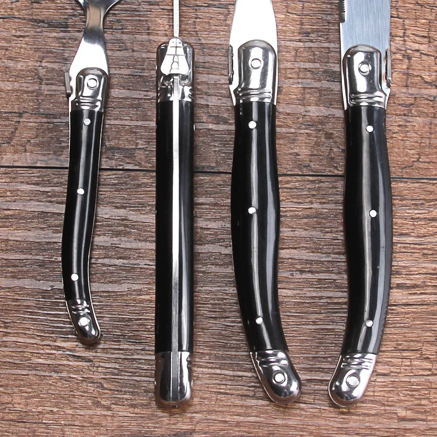 Description Picture 6 of item4pcs Upscale Tableware Set Stainless Steel Laguiole Dinner Knife Fork Spoon Steel Utensil Cutlery Dinner Set Dinnerware